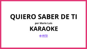 Mario Luis - Quiero Saber de Ti KARAOKE (tono original)